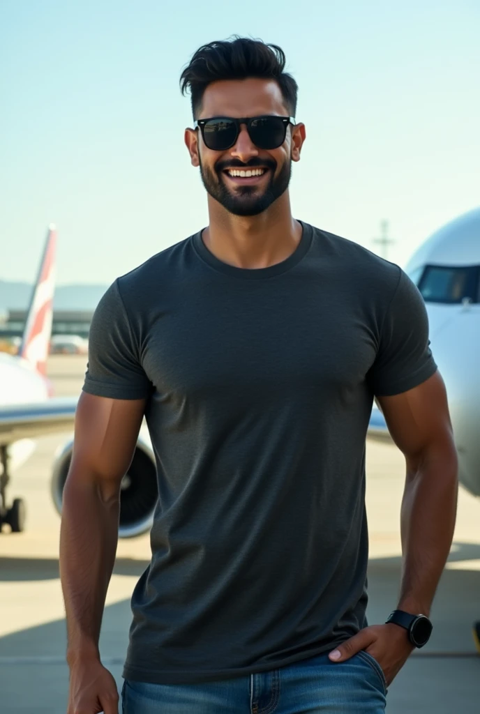 Man lifting a plane