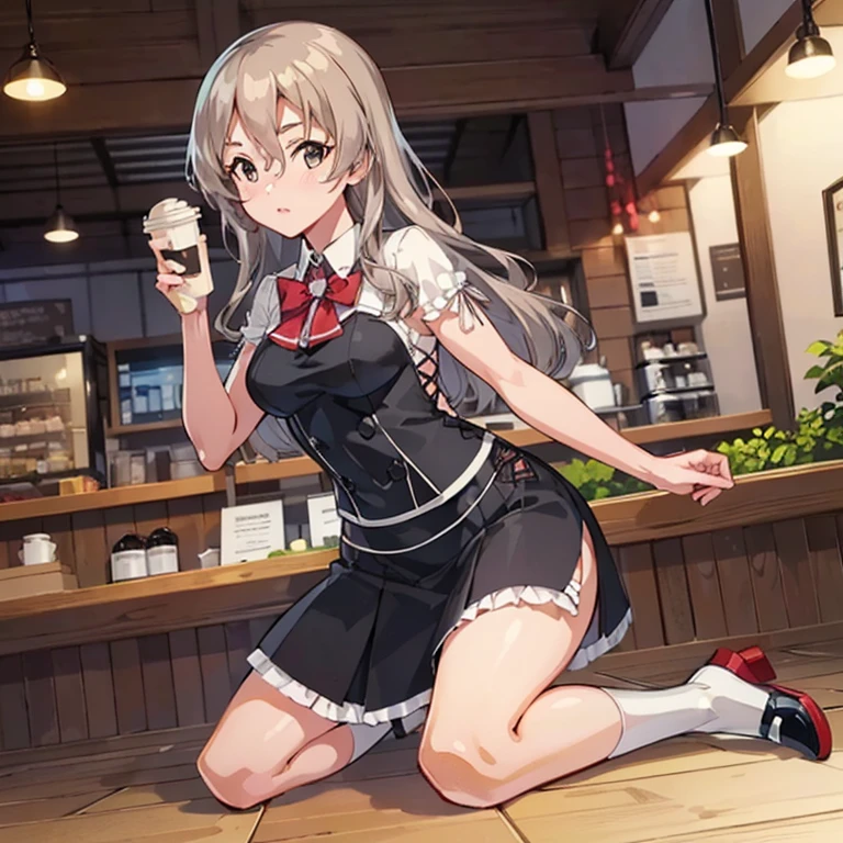 PolaMKC,
(masterpiece:1.4),(best quality:1.4), (premium:1.4), (great illustration:1.4), (ultra-detailed:1.4),(art CG, 8K),1girl,solo,KonishiCSA, full body, 
Coffee Shop,