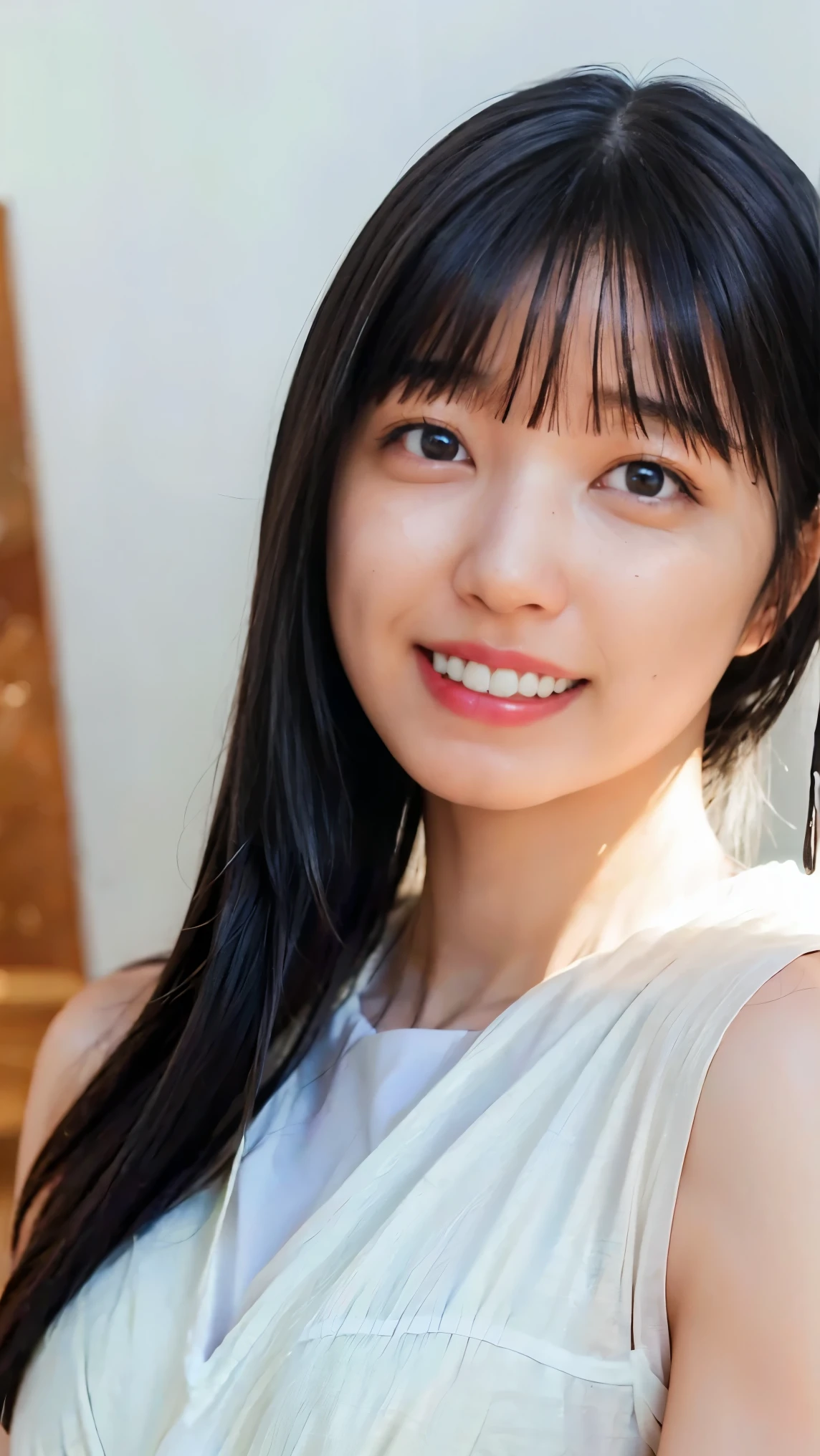 Cute Japanese Women Photos, smile:1.78, 20-year-old, Oil, One Length Hair＆Straight Hair Balm:1.55, (photo Realistic:1.4), (hyper Realistic:1.4), (Realistic:1.3), (Smoother lighting:1.05), (Improving the quality of cinema lighting:0.9), 32K, 1 person,20-year-oldの, Realistic lighting, Backlight, The light shines on your face, Ray Tracing, (Bright light:1.2), (Improvement of quality:1.4), (Highest quality Realistic textured skin:1.4), fine grain, Detailed face,(smile:0), (Emphasis on face close-up:1.3), (Enhances the beauty of skin texture:1.1),((Extremely precise and accurate anatomy:1.0)), (Enhances the beauty of skin texture:1.1), Clean and glowing skin, mesh, thin:1.2, (Realistic:1.3), Realisticなライティング, (Smoother lighting:1.05), 32K, One Japanese woman, fine grain, Detailed face, (Film Grain:1.1),(Accentuates body lines:1.1), High resolution, Natural look, Kind eyes, Improves hair quality, Delicate light and shadow, Transparent muscles, Graceful pose, Beautiful Eyes, Sharp details, Soft light reflection, Beautiful contours, Delicate skin tone, Fine hair texture,Cute Japanese Women Photos,