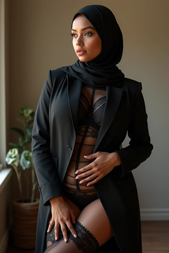  
A thin and beautiful asian muslimah woman wearing glasses with beautiful lips and beautiful cheeks wears snake print lycra turtleneck unitard catsuit.She always wear cotton snake print hijab.She is my favourite best beautiful teacher.