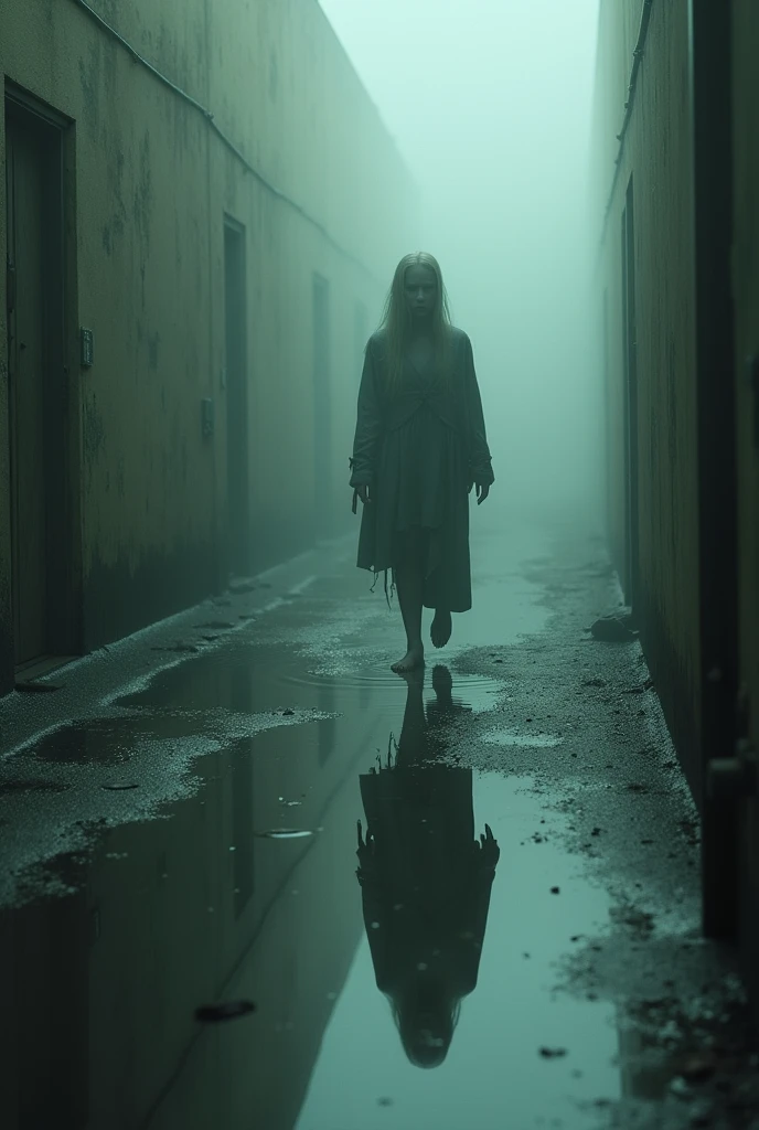 , Nurse working at the hospital, Wearing a creepy coat made of humans'Screaming face, There'There's a thin layer of alcohol and smoke under their feet..