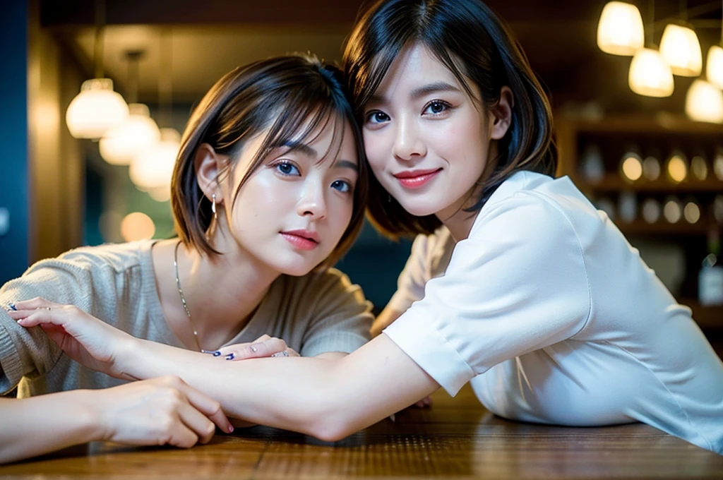 Selfie、Black clothes、Light clothing、Laughing、bed、Lying down、Very short hair、short、ベリーshortカット、Highest quality, figure, Super detailed, In detail, High resolution, 8k wallpaper, Perfect dynamic composition, Beautiful attention to detail, dress,Medium Hair, Small breasts、Natural color lip, Random sexy poses,smile,24-years-old