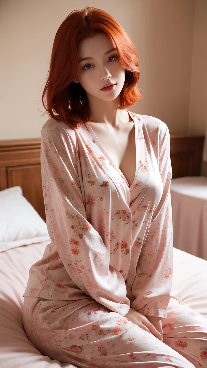 A beautiful introverted European woman wearing an oversize nightshirt, no pants, legs, high detail face, high detail skin, medium size breasts, lying on her back on a bed, 8k, HDR, high resolution, photo-realistic, cinematic lighting, depth of field, bokeh, rim lighting, backlit, cool colours, night, bedroom background, from above