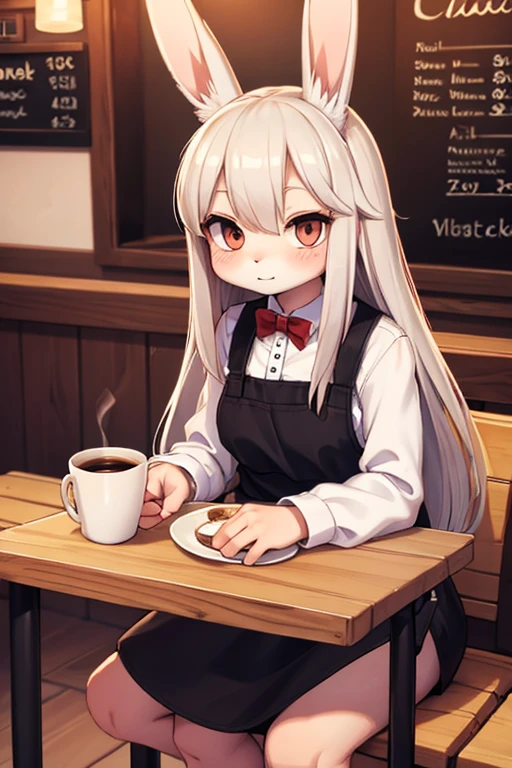 Coffee Shop,rabbit,White hair,Brown Hair,Long Hair