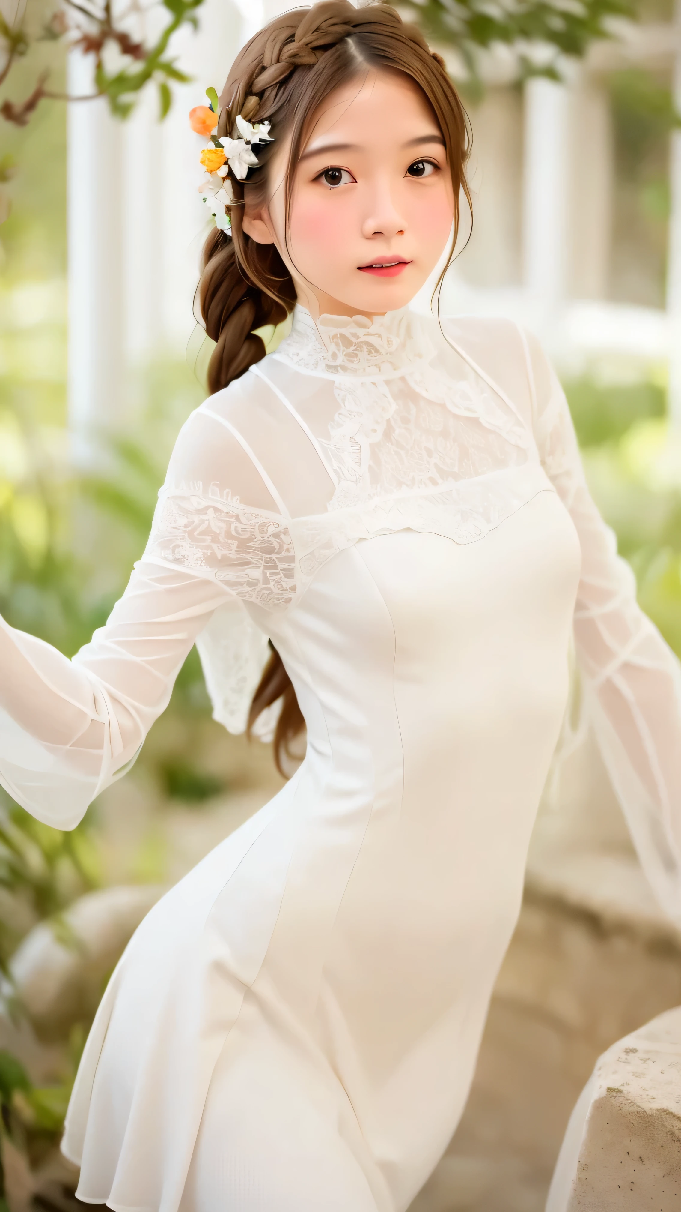((8K, RAW Photos, Highest quality, masterpiece), High-resolution RAW color photos、Professional close-up photography, (Realistic, Photorealism: 1.37), (Highest quality), (Best of the darkest illustrations), ((cute, beautiful, Ultra-high resolution, High Definition CG Unified 8K Denden Wallpaper, Physically Based Rendering, Cinema Lighting), Analog Style, elegant, thank you, UHD 8K, Digital SLR, Fujifilm XT3, Vibrant, Frank, Dramatic and immersive sunset, (Detailed face, Skin Texture), Film Grain, Natural light, Looking into the camera,(Pin-up model),(1 Japanese female),(Photo of Japan woman at 25 years old), (Compensate:1.1), (eye shadow:1.1), (blush:1.1), (eyeliner:1.1),((Sexy Face)), ((Thin, Sheer white lace tight dress:1.2)), ((blonde mesh hair)), ((Wavy long hair)), Las Vegas Casino, beautiful detail eyes, Light on the face, ((Cowboy Shot: 1.2)), Particularly strong light, (Upward glance, Grinning smile:1.2),Shiny skin, shy, (Bright purple eyes:1.4), ((Excellent anatomy: 1.2)), ((Bright and refreshing Las Vegas Casino, The background is blurred: 1.2)), Perfect Face, beautiful face,Lean forward,cheek,blush,A face in love,View your audience,Please sit down,Show me your body,Fishnet tights,,Squat,leotard,From below,Show me your pants