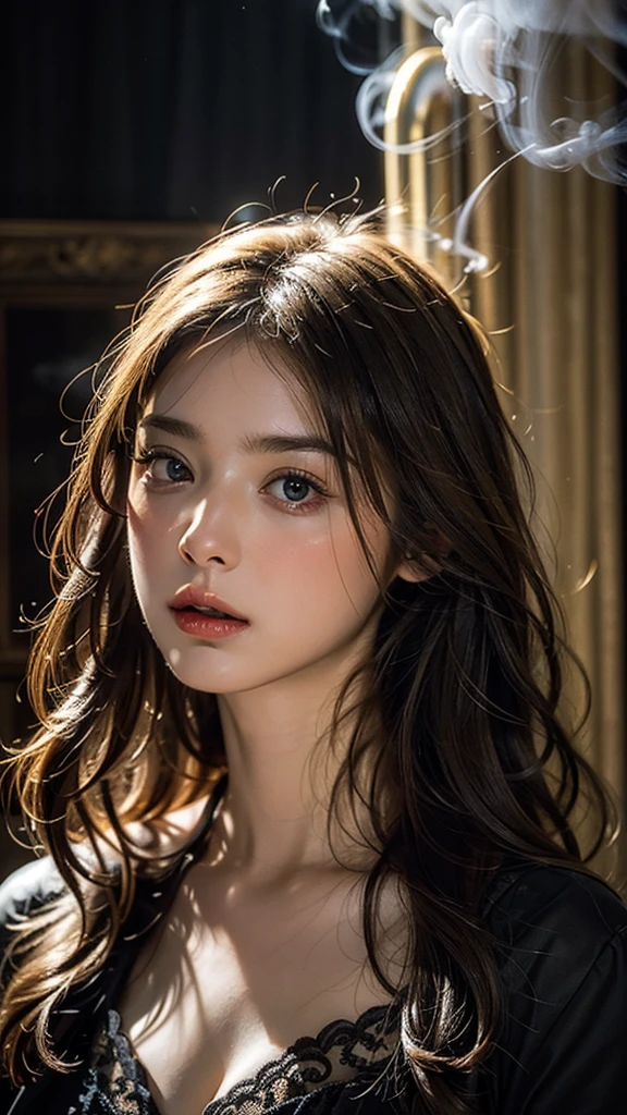 8K, Best Quality, Masterpiece, Ultra High Resolution, (Realism: 1.4), Original Photo, (Realistic Skin Texture: 1.3), (Film Grain: 1.3), (Selfie Angle) 1 Girl, Beautiful Eyes and Face Details, Masterpiece, Best Quality, Close-up, Upper Body, Looking at the Viewer