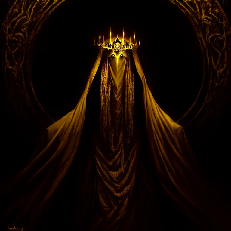 a painting of hastur the king in yellow, yellow-robed, king in yellow, hastur the king in yellow, , portrait of hastur the king in yellow, the king in yellow,honoring hastur the king in yellow artwork, portrait of the god hastur,
