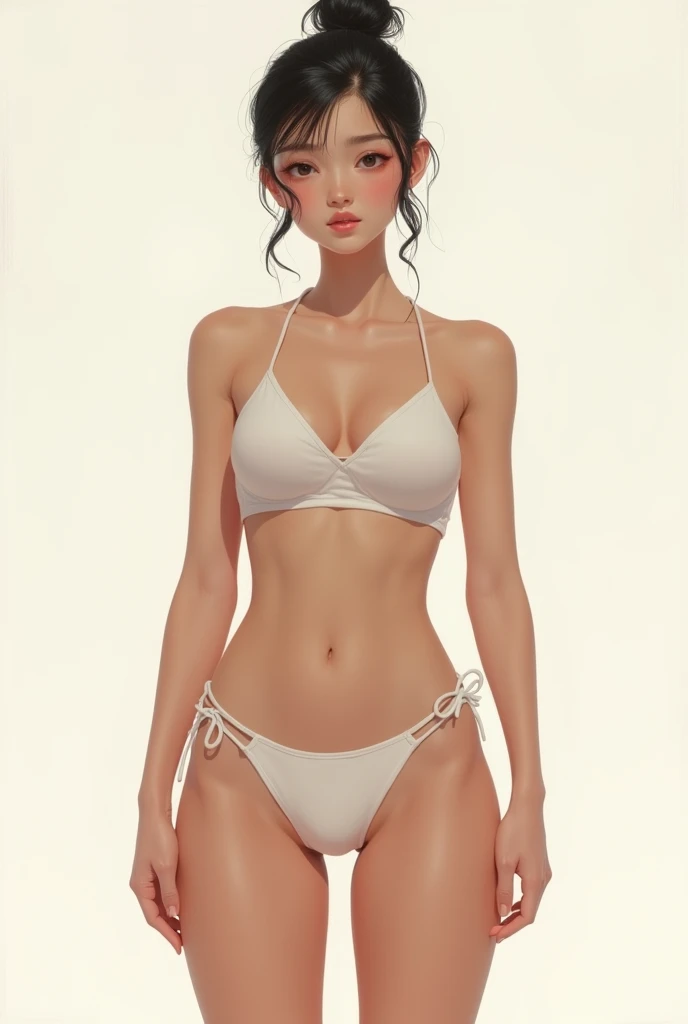 "((Highest quality,16K,High resolution,masterpiece:1.6)),ultra-detailed,(Realistic,photoRealistic,photo-Realistic:1.6),18-year-old,(whole body(Head to Knee)),((White Silk Micro Bikini:1.6)),beautiful detailed face,detailed, A slim waist and thick hips that attract the opposite sex, Healthy girl,Attractive beautiful pose, Head to Kneeのwhole body, ((showing Underarm:1.5)), ((Underarm:1.5)),Beautiful Skin,Smooth Skin,ultra-detailed,(Realistic,photoRealistic,photo-Realistic:1.37), Professional Lighting, ((Italian woman in a micro bikini looking at the camera:1.6)),((Head to Kneeのポートレート画像)), smile,((Beautiful background blur))、Soft studio lighting，((Delicate artwork on a dark grey background))、((A beautiful figure that stands out against a dark background))、 Soft light illumination"