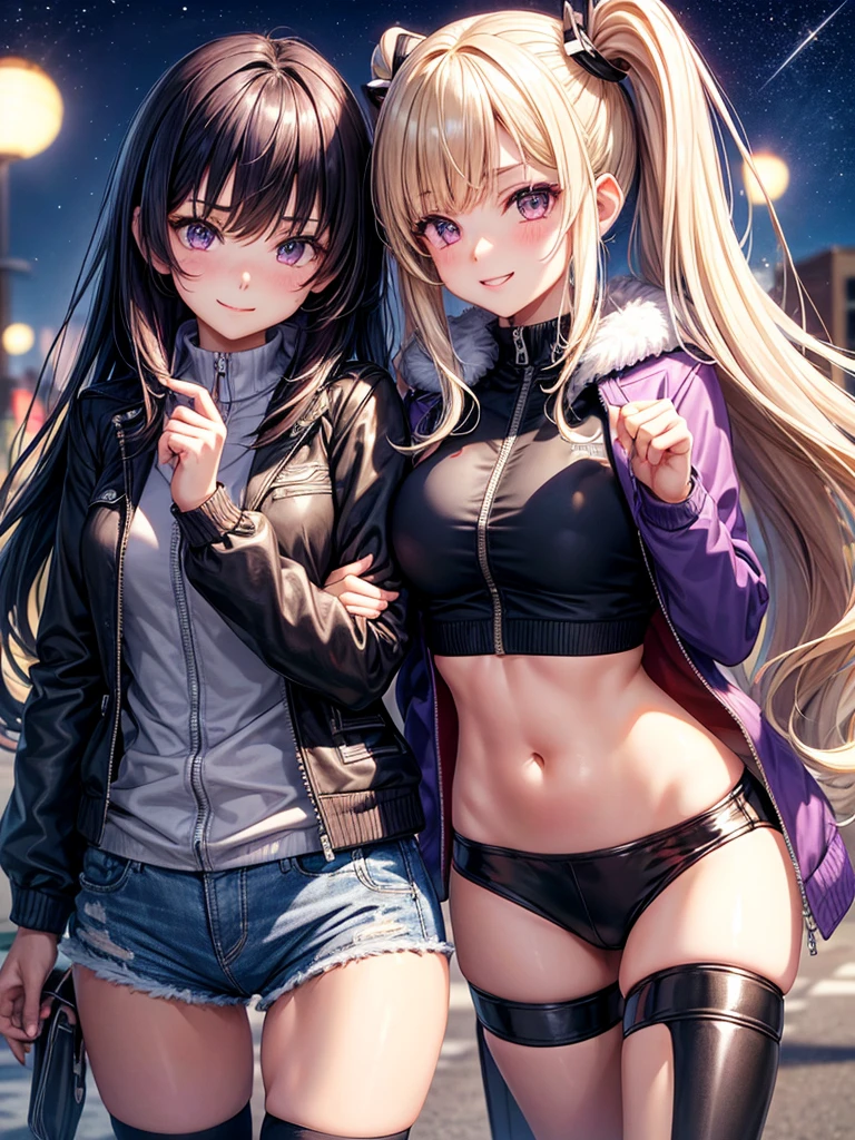 best quality,,smile,blazer,swimsuit,School,group of,Track jacket,Physical education class,JK,Sexy and cute,future,Wearing a fastener bra,zipper bra,Long Hair,She has her bangs down,Purple Eyes,evolution系ファッション,Cuteness at its finest,Sparkling,Leather shorts,beautiful,middle School girlultiple girls are depicted,harem,idol group,infinite possibilities,leather jacket,fur jacket,Hair tucked behind ear,futureの服装,evolution,starry sky background,photo shoot,long hair,wearing a cardigan,beautiful girlの国,girl's paradise,highest quality,big breasts,leather jacket,happy girl,horny girl,Blue eyes,perfect face,standing position,She has her bangs down,fur jacket,Beautiful eyes,smooth hair,perfect eyes,beautiful girl,Angel Girl,multicolored hair colors,naughty girl,beautiful,High-dimensional beautiful girl,Multidimensional beautiful girl,gathering,Group、,
