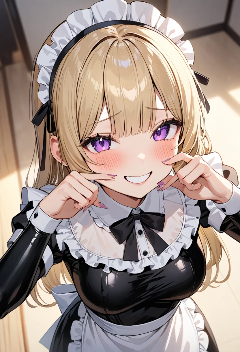 Best illustrations、Cute Maid Girl、Blonde ponytail、Best Style、Ahegao、penis,フェラチオ