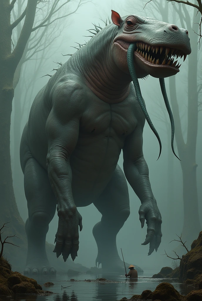 Monster, Male, ((Solo)), Handsome Face, Muscular, Monster Teeth, Wearing wedding Ring, ((Realistic Shadows, Depth of Field, Very Low Close Up Back Side Angle Shot), Correct Anatomy, Monster Claws, Jungle near Cave, Scars on Body, Muscular, Big Pectoral, Muscle: 3, Pectoral Muscle: 1.3, Monster Horns, Hands on Hips, Wide Monster Butt, big Balls, Naked, Back View,