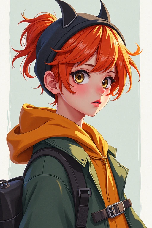 One Piece Nami creation、Watercolor、An illustration、Orange Hair、shirt、precise face features、black eye、Sporty clothes、High resolution