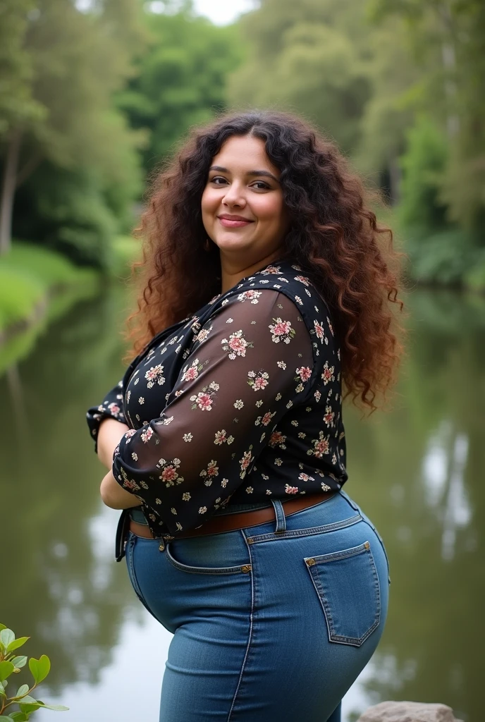 Caseyli, 1girl, solo, 30 years old, (((Georgian face))), (((Georgian nose))), (((Georgian lips))), ((((chubby)))), (((wide hips))), (((dark blonde hair))), wavy medium hair, wearing stylish Generation Z wear, ((Background: rugged coastline)), standing, smiling