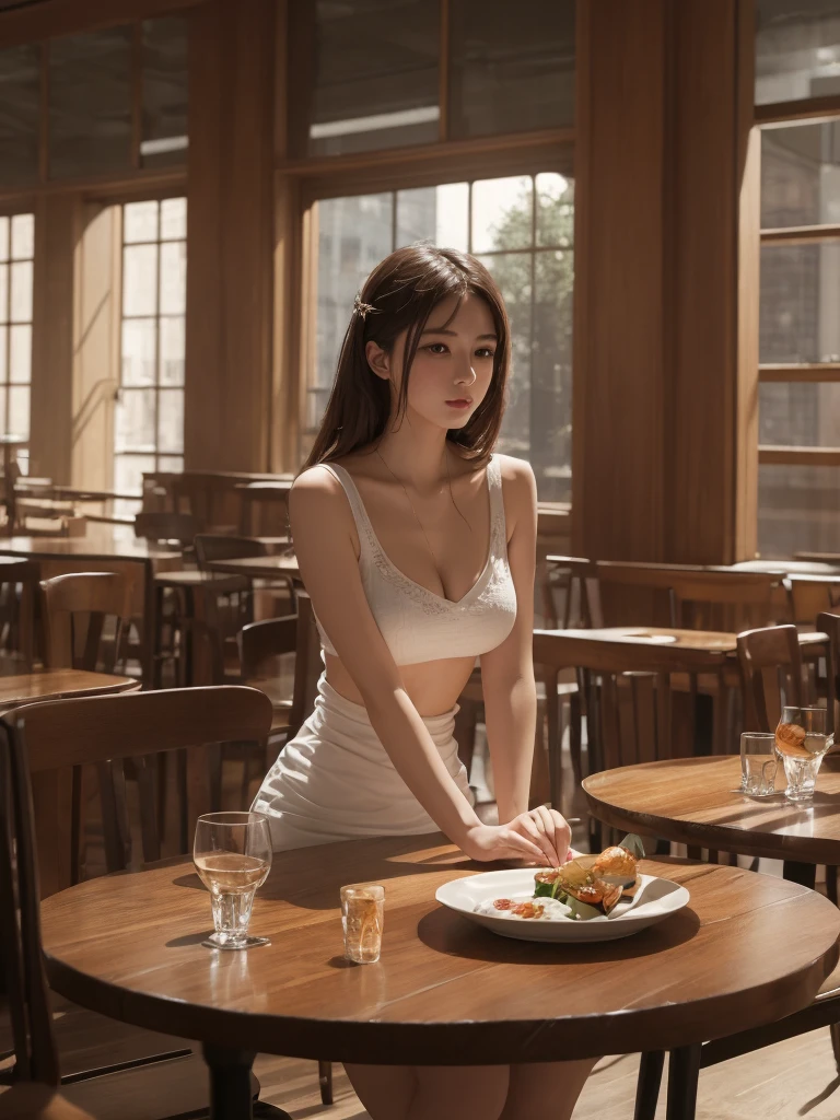 Tabletop, highest quality, figure, Super detailed, In detail, High resolution, 8k wallpaper, Perfect dynamic composition, Beautiful fine details, Women's Fashion Summer,Medium Hair,Small Breasts Natural Color Lip, Bold sexy pose,smile,Harajuku、20-year-old girl、cute、sexy shot looking at camera