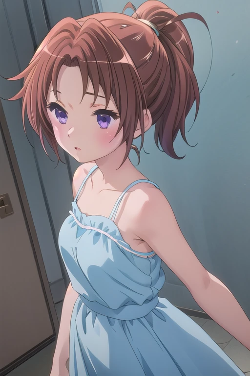 Highest quality，masterpiece，One Girl，Natsuki Nakagawa，ponytail，Light blue cami dress