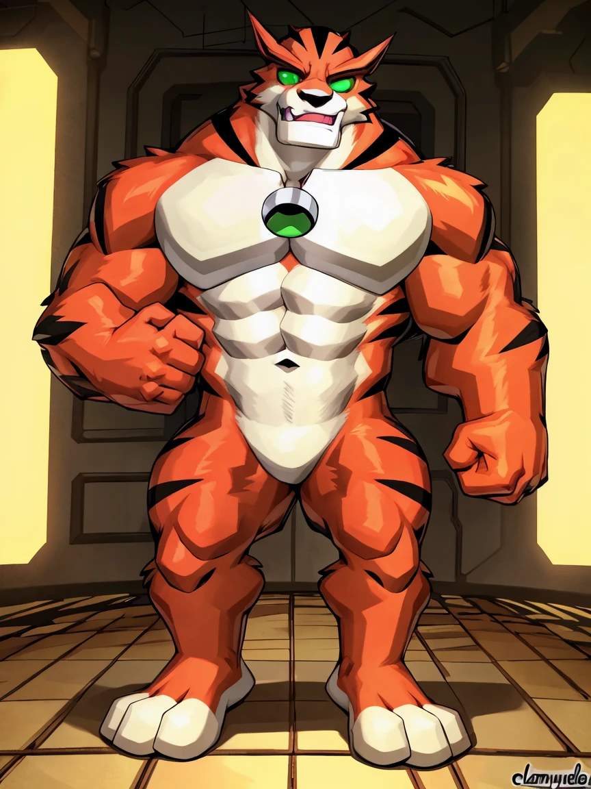 best quality,1boy,solo,muscular male,hi res,8k hd,looking at viewer,arms_raised,(by cartoon-network,takahirosi:1.5),masterpiece,best quality,(rath_(ben_10),orange skins):0.9,solo,hi res,8k hd,((nudiest:1.7)),green eyes,full body shot,((show legs&feet)),white ground background,(((rugged body,wide_chest,wide_abs,wide_legs,wide_feet,big muscular,better eyes,better pupils))),laying_down