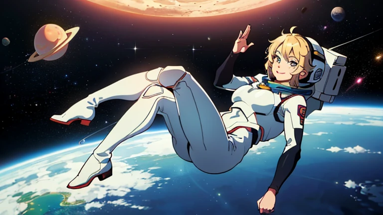 (((A woman doing a spacewalk in outer space))), (((20-year-oldの日本人女性))), Space Station, A boldly drawn illustration of a Japanese woman, as if drawn by a famous anime artist, (((Big hit illustration)), (8k, Highest quality). A stunning composition with outstanding proportions. Perfect beauty, ((Highest quality)), ((masterpiece)), ((Highest qualityのイラスト)), Beautiful woman,Super Resolution,Slim and perfectly proportioned, Beautiful woman, ((Highest quality質, 8k, masterpiece: 1.3)), Beautiful woman, 1 female, Slim figure: 1.1, Perfect beauty, 20-year-old, An artistic composition with space arranged around the woman, Full body photo, Anatomically correct hand, Anatomically correct legs, anatomically correct whole body, Cowboy Shot, (((smile))), thin, A screen composition that places space around the woman, Anatomically correct hand, Anatomically correct legs, anatomically correct whole body, Cowboy Shot, Nipples are protruding,, ((The background is the vast universe)), (((night))), (((Several planets are visible in the distance))), (((Spacewalking in a full-body spacesuit that hides your skin like you&#39;re swimming))), (((Breast size is slim))). (((Slim thighs))).