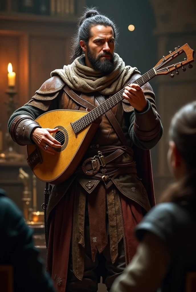 Cloaked in the disguise of minstrels, Robin and his band infiltrate the lavish castle of the Sheriff, their faces concealed by the shadows of their hoods.