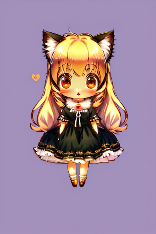 Anime - Style photo of a doll with cat ears and a dress, advanced digital chibi art, detailed digital art cute, cute anime catgirl, arte chibi, cute digital art, kawaii realistic portrait, fluffly!! chibi!!! catgirl, very beautiful anime cat girl, stylized anime,  anime with cat ears, cute art style, Pretty cute kitten with delicate hands