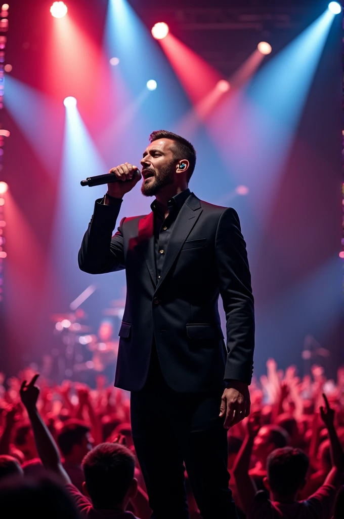 A man singing at a concert