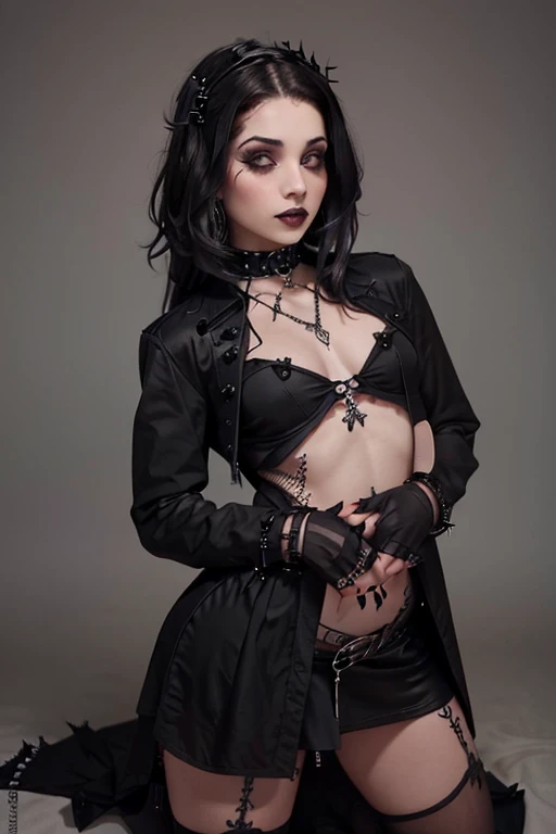 boy, effeminate, femboy, hair brunette, slickedback hair, long hair, smooth chest, curvy body, rosy lips, ((Gothic style)), Gothic Tattoo, ((cute gothic clothes )), cute little ass, ((full body image))