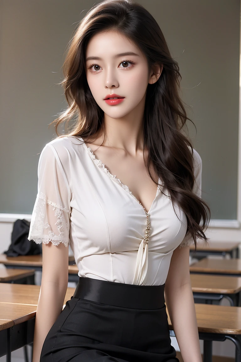 (((Practical photography))),,28year, portrait,Upper body, Korean，(Mature:1.3),, 1 girl，beautiful girl, arrogant,Sit in a large class chair , (necklace，earrings，bracelet:1.1), Sleeveless shirt，Button-down shirt and hip skirt,mini skirt , (cleveage:0.3),, In the CEO&#39;s office, (Environmental details:1.3),, (original photo, CG Unity, photography, ultra Practical details, Clear focus, Delicate skin,4K, high resolution, masterpiece, best quality, Practical, Full of energy:1.2),, (8K,4K, Ultra-high quality, high resolution, professional, Movie-like, , dramatic),（armpits:1.2）, Detailed office background，