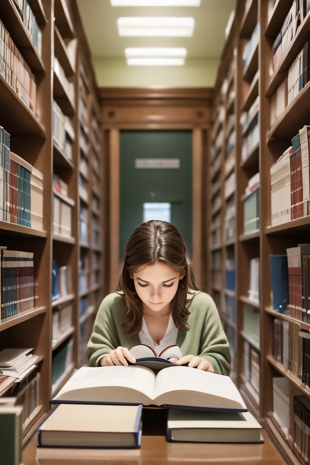 person focuses on study in a bibliotheque