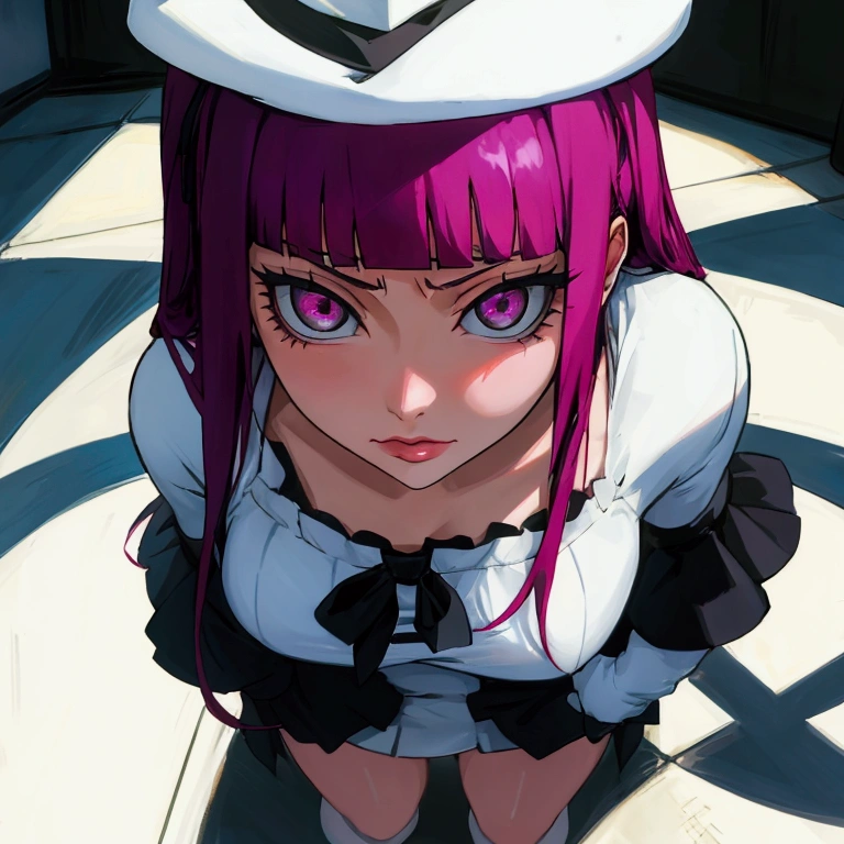 The girl shows her pussy to me, attention to the viewer, Riruka Dokugamine in a hat