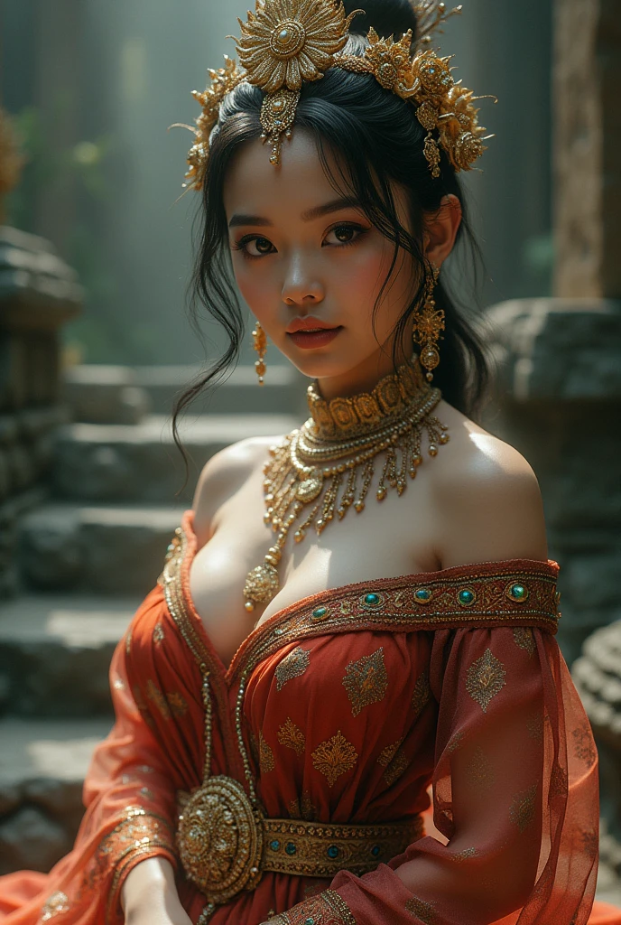 Large Breasts、Highest quality、masterpiece、Ultra-high resolution、(Shrine maiden)、(((Huge tits))),Has golden feathers、(((詳しい神Mr.'clothing))),(Beautiful sacred objects made from precious stones々),(Realistic:1.4)、RAW Photos、1 person、(((Random Hair))、(((Mr.々pose)))、Beautiful black hair、Glowing Skin、(((Arctic fox)))、Intricate and luxurious hair ornaments、Large Breasts、goddess、beauty、(Mystical Expressions)、(Full body angle)、(nine tailed fox)、(Japanese Shrines)(((Mysterious mountain))),、(torii)、(Ancient ruins background)、((Ultra-Realistic Details))、Portraiture、Global Illumination、(Sexy pose)、Shadow、Octane Rendering、(One-eyed scouter)、8k、Ultra Sharp、Huge 、Bare skin exposed in the cleavage、Metal、Intricate decorative details、Learn more about Japan、Very intricate details、Realistic Light、CGSoation Trend、blue eyes、Shining Eyes、To the camera、Straight、(Full body angle)、(Veil)、