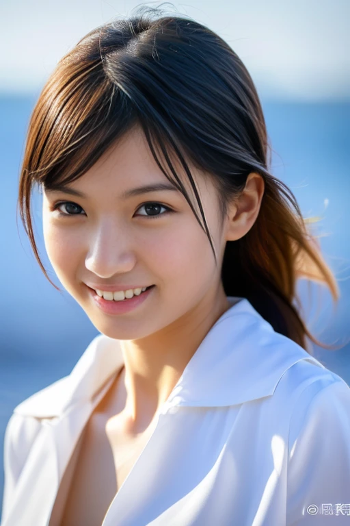 (8K、Raw photo、Highest quality、masterpiece:1.2)、(Realistic、Photorealistic:1.37)、Ultra-detailed、超A high resolution、Female college student、Beautifully detailed face、Laughter、narrow、(Narrow waist) :1.3)、Short sleeve T-shirt、Beautifully detailed skin、Skin Texture、ponytail、Professional Lighting、Tokyo、Human whole body、Brown Hair