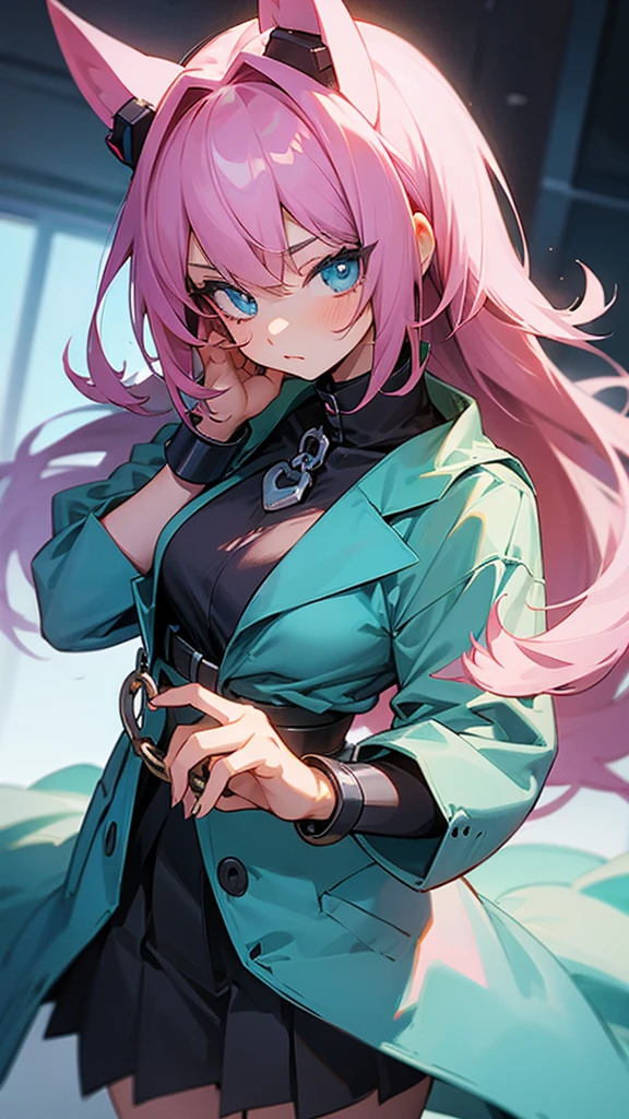 highres, sharp focus, pixiv masterpiece, ((intricate details)), highly detailed, cz2128_delta , 1girl, upper body,( green eyes:1.1), long hair, pink hair, eyepatch, camouflage scarf, maid headdress, black maid uniform, long sleeves,  <lora:CZ Shizu Delta Overlord v1_2:0.8>