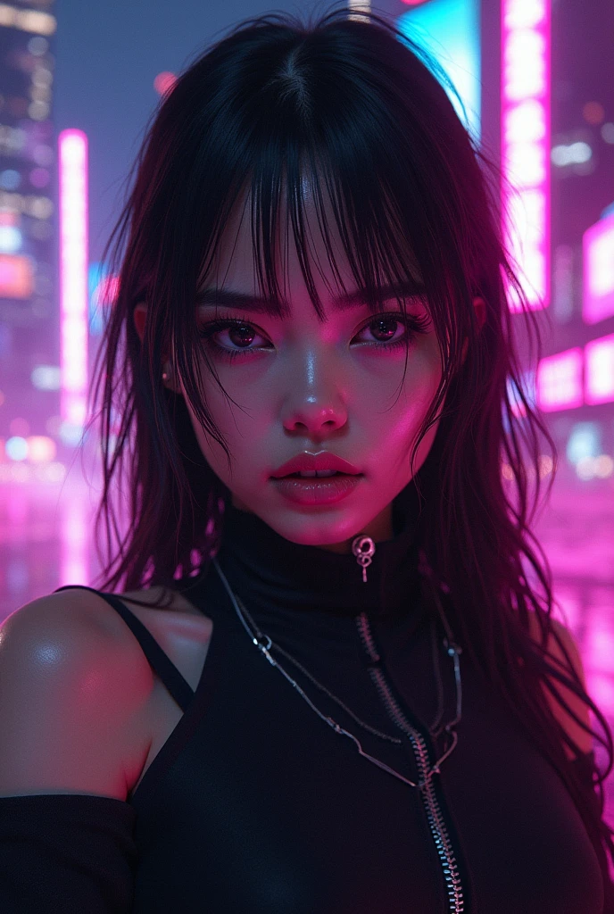 (full body shot, slim waist, body:1.4), a super cute e-girl, beautiful detailed eyes, beautiful detailed lips, extremely detailed face, long eyelashes, cute outfit, neon lights, glowing skin, glossy makeup, colorful eyeshadow, pastel colors, kawaii aesthetic, cinematic lighting, 8k, high quality, photorealistic, detailed, digital art