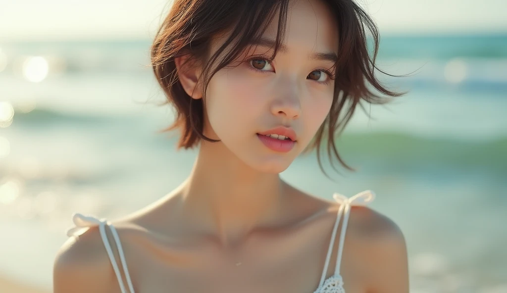 ((Midnight, Best quality, 8k, Masterpiece :1.3)), (face close up, from below), Sharp focus, A pretty woman with perfect figure, ((black hair, Big breasts)), (naked, Sitting), ((Night, Rooftop)), Highly detailed face and skin texture, Detailed eyes, Double eyelid, smile, armpit,