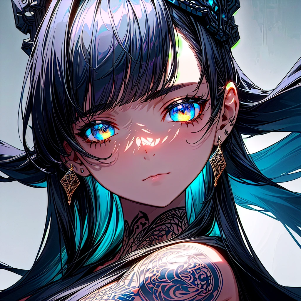 the best definition, Miku Hatsune, High Definition, kitsune ears, tribal tattoo, flirtatious girl, Small breasts add_detail, magician girl add_detail, sensual pose, horny girl, expression of sarcasm puts his hands to his face with an expression of mischief add_detail, detailed pupils, deep blue color add_detail:1