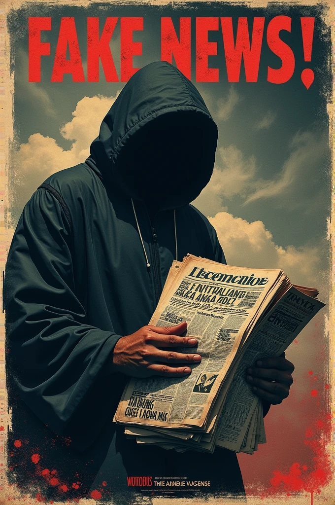 The figure of a psychopath dressed in black and holding a piece of paper that says "Indonesia misses the old you" ,