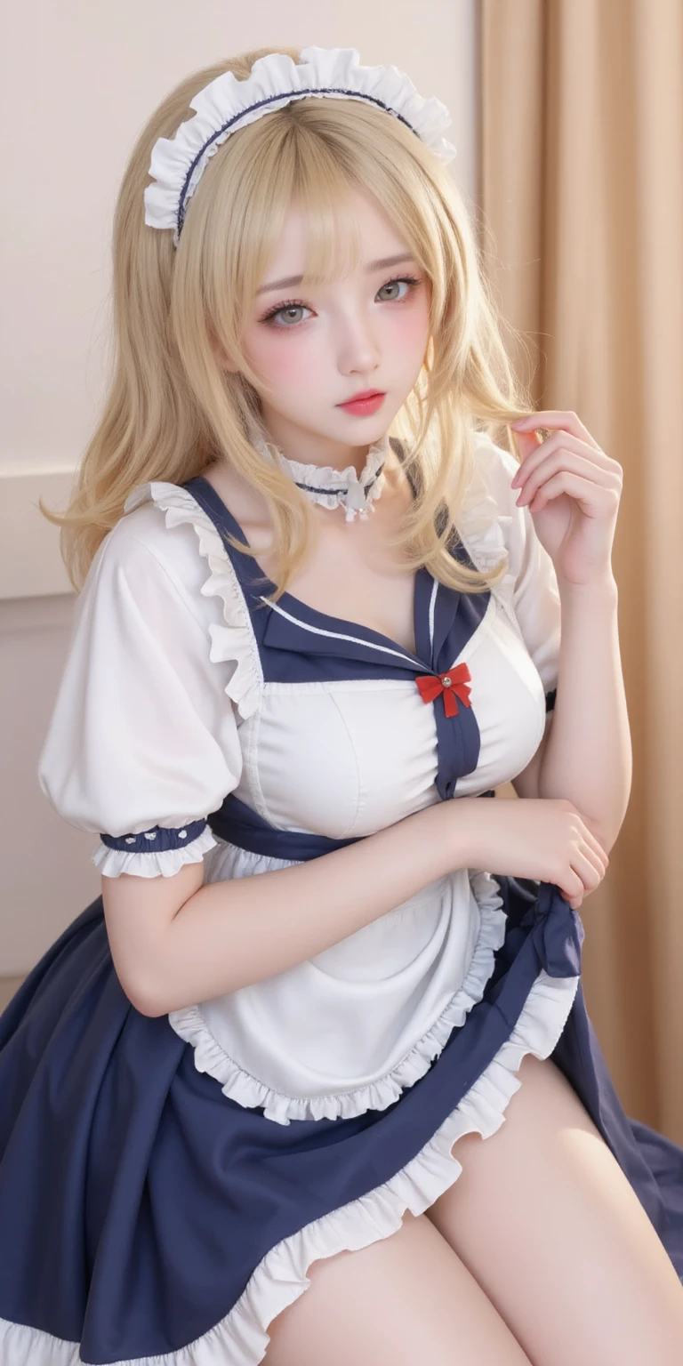 Dark Elves,White Dress, blue bow, Hair Bow, Red Ribbon, Neck ribbon
,Shiranui Flare、a bed、A smile