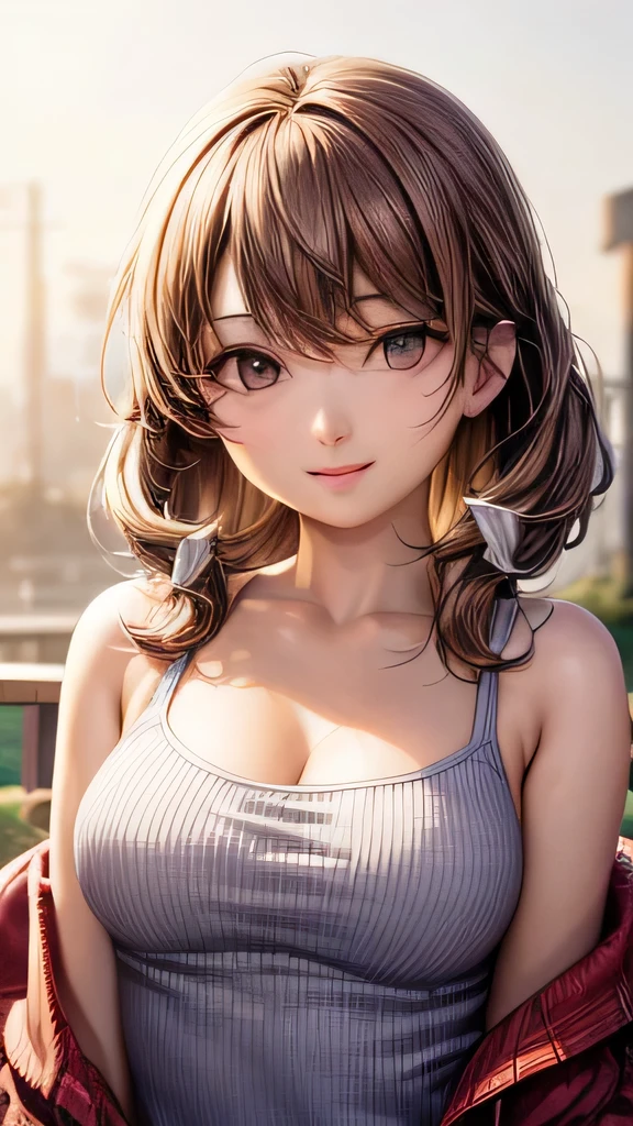 (masterpiece:1.3), (8k, Photorealistic, RAW Photos, Best image quality: 1.4), Japanese schoolgirl、(Random Hairstyles:1.2)、Cleavage:1.2、Super detailed face、Attention to detail、double eyelid、Put your chest together、Sharp focus:1.2、Beautiful woman:1.4、Light brown hair、Highest quality、masterpiece、Ultra-high resolution、(Photorealistic:1.4)、Highly detailed and professionally lit smile、Loose, lightweight knitwear、Shoulder out、thin、A happy smile,downblouse,