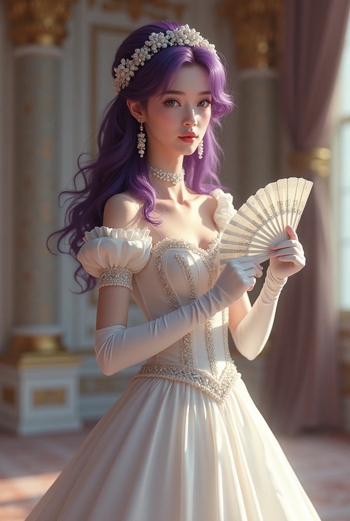 (award-winning masterpiece galore, incredibly detailed, textures and maximum detail), (hyper realistic:1.4), (realistic:1.3), (full body image:1.7), (upper body close-up:0.3), (top quality realistic textured skin),  (vampire)、 (2 thick, long, sharp vampire teeth protruding from lips: 1.7), (fine, circular, symmetrical eyes), (fine, beautiful face: 1.6), (aesthetic and decadent image: 1.6), (pale but fair skin and face: 1.6), (decadent and delicately made accessories: 1.6), (decadent and delicately made accessories: 1.6) (Elegant, finely carved medieval rooms and furniture: 1.8), (Bioluminescent bright red eyes: 1.7), (Degenerate beauty: 1.6), (Red eyes with strong red light from inside: 1.7), (Wedding dress is quite damaged, but the dress is elegant and delicately made: 1.6), (Elegant, beautiful skin and face: 1.6), (Wedding gown is quite damaged, but the dress is elegant and delicately made: 1.6), (Elegant, beautiful face: 1.6), (Elegant, beautiful face: 1.7), (Wedding dress is quite damaged, but the dress is elegantly made: 1.6) (Wedding dress is quite damaged, but elegantly and delicately made: 1.8), (Elegant and extravagantly made accessories: 1.8), (Less skin showing: 1.5), (Strong moonlight coming from outside: 1.7), ((dramatic photo)), ((cinematic light)), (Full body portrait: 1.7), (Looking up ), (looking down), (dramatic pose), (smoke effect and mesmerizing light:1.4), beautiful  hair, beautiful silver hair, beautiful Purple hair, wind effect, (purple smoke drifting: 1.6), ruins of old castle, royal crypt, (dilapidated mansion: 1.6), ((dark night, night with full moon, new moon)), epic realistic, faded, ((neutral colors)), art, (HDR:1.5), (muted colors:1.2), highly detailed, (art station:1.5), cinematic, warm light, light effects, dramatic light, (complex details:1.1), complex background, (greg latkowski:0.8), (teal and Orange:0.4), Complex background