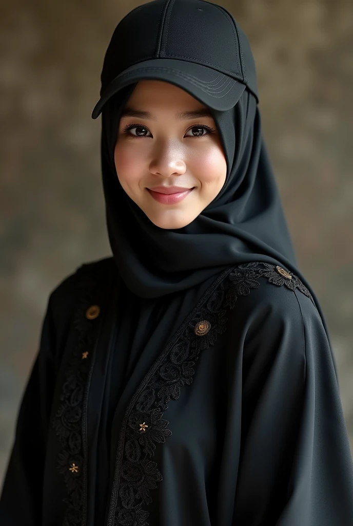 Chinese hijab very bright skin thin lips brown eyes, more pointed chin