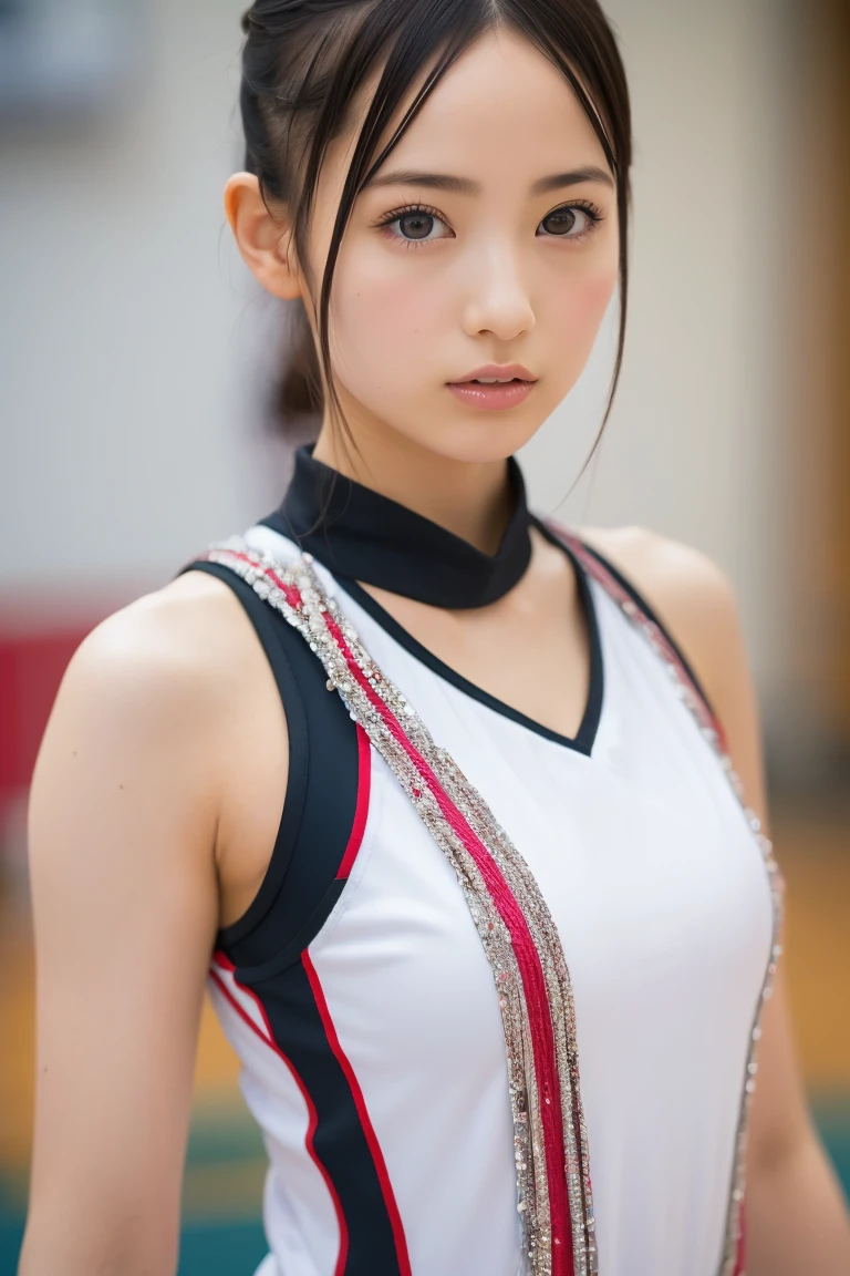 (8k, RAW Photos,Highest quality, High resolution:1.1), (Ultra-realistic:1.4),(Realistic, Realistic:1.3),The Beauty of Japan、Rhythmic gymnastics club、Rhythmic Gymnastics Uniform、((Upper Body:1.3))