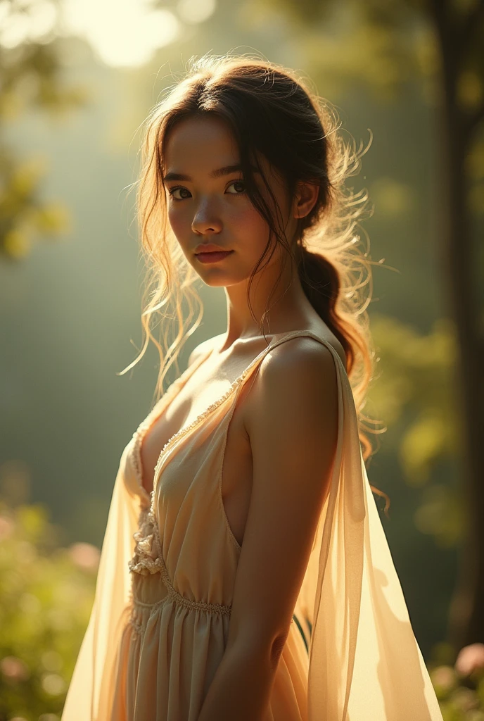 masterpiece, best quality, (dark photo: 1.3), photorealistic, 1 girl, portrait, sunlight