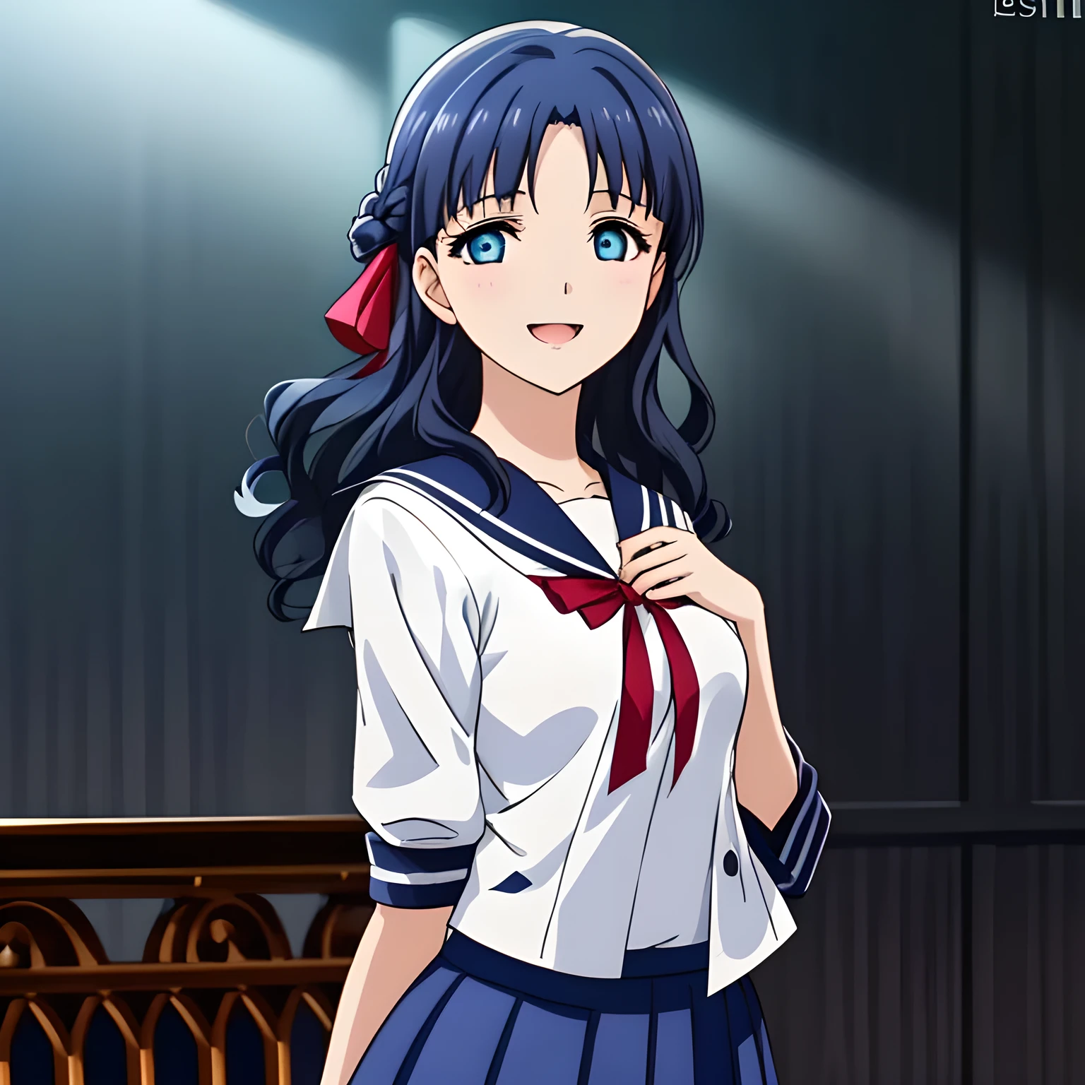 (highest quality, masterpiece, Full HD, High definition, High saturation and contrast to enhance female beauty: 1.2), (Japanese Game CG art of a solo beautiful giggling noble elegant girl kisses deeply to a completely transparent material, charming elegantly, Noble Elegant but lecherous salacious insane and lascivious, sailor uniform: 1.5), (Just one very beautiful date-game noble heroine who is looking and laughing at me, Very detailed cute noble yo heroine's noble eyes and face, Beautiful giggling eyes with detailed: 1.4), (Super-long bottom-eyelashes: 1.2), (Girl whom everyone loves because of her beauty and lovely fashion and noble manner and mind of evil succubus and magical-charm of evil succubus: 1.0), (Very beautiful, wavy, cutely super-super-long dark-dark-blue-dark-blue rich hair, with elegant hair ribbons, spreading on whole the screen: 1.3), (Laughing very beautiful and sapphire-blue mature intelligent cute-eyes which charms and enslave me inevitably, with clearly detailed: 1.4), (Eyes are clearly detailed), (very long eyelashes: 1.0), (Realistic noble neat noble school navy-colored sailor uniform with a noble expensive glossy red ribbon on the chest: 1.4), (Realistic Charming neat navy-colored deeply pleated long expensive school skirt: 1.5), (Soprano singer of classic music: 1.6), (Can't stop giggling: 1.6), Clear skin, (Nothing except black background: 1.5), dark-blue hair, (shot from her side: 1.6), deep french kiss