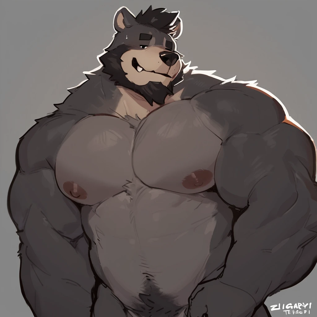 masterpiece, best quality, 8k resolution, Very detailed, hairy，(((Black Bear))，(((Mature)))，(((middle aged)))，(((blush)))，portrait，(((red eyes)))，(((white hair)))，((()))，(((Shirtless)))，(((Fat-enclosed muscle)))，For the audience，(((Shame)))，Highest quality scenes，solitary，solitary，(((Hip bulge)))，(((sweat)))，((thong))，(((Limb shackles))))，(((Collar)))，(shameful)，Kneeling on the floor(((kneeling)))，(((blush的)))，(((Black fur all over)))，(((Glasses)))
