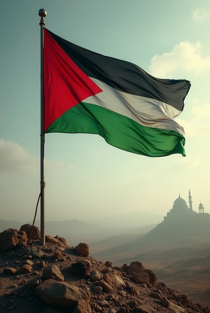 Palestine flag erect together
In Masjid Al Aqsa