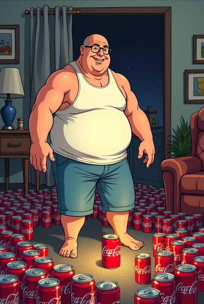 A lifeguard with a big belly, about 50 years old, very short graying hair, very short goatee, who is smoking.