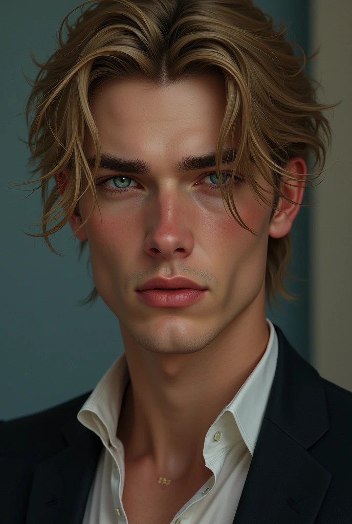 Homem hebreu, extremamente lindo, cabelos longos barba longa, cute lips, hazelnut eyes, pele vermelha, Realistic oil painting 8k