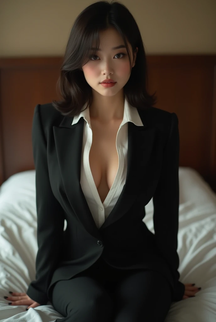 (High school girl in a suit:1.4, , beautiful face:1.5, Triangular Face, sitting on an old bed, See your viewers, ((embarrassing:1.3, excited:1.1)), shy smile, open the mouth, silky skin, Natural makeup, bright lips, group photo, (sexually suggestive:0.7), (Same school uniform:1.5, white shirt with fully open collar, see through , Place your hands on your chest:1.24), (naked :0.2), (three girls:1, Perfect style, whole body), ((Skinny body)), (Navy Blue Skirt, showing panties), (RAW Photos:1.4),(( legs wide open, Love, shackles:1.2)), (soft light, 16k wallpaper, RAW Photos, Idol), Become familiar, (big breasts, Expensive furniture:1.3, Sheets spread on the floor:1.4, Flowers in a planter)