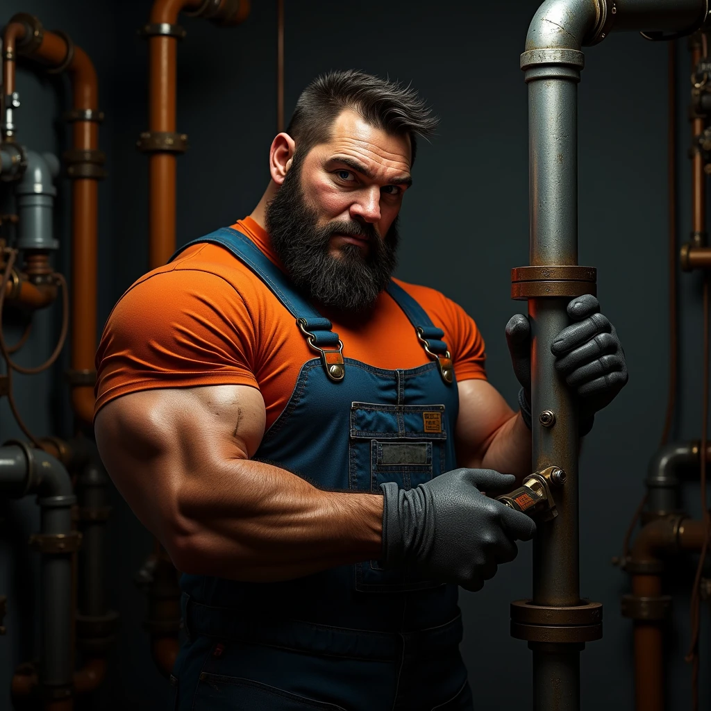 a male 22 years old firefighter man taking off clothes at a firestation, seductive facial expression, ginger hair, medium beard, hairy body, sweat on body, firefighter uniform, pulled down pants, dynamic pose, staring at a viewer, natural lighting, natural shadows, reflections,  4K, HDR, highly detailed, raytracing, reflections,
