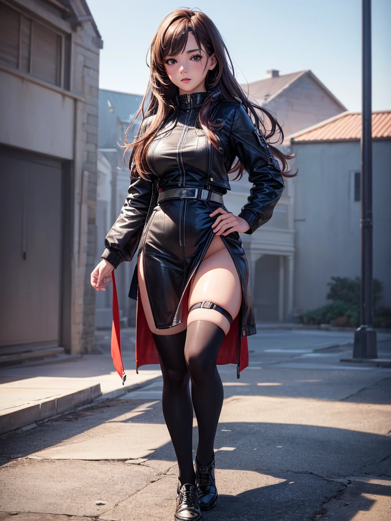 from below,looking at viewer, tall girl,a girl has a pair of long legs,sugar_botz, black leather thigh boots, pencil_dress, wearing a pencil_dress, a woman wearing a blue pencil_dress with a belt,kpop idol,(raw photo:1.2),((photorealistic:1.4))best quality ,(1girl:1.2),sexy,masterpiece,(full body:1.5),illustration, an extremely delicate and beautiful, extremely detailed ,CG ,unity ,8k wallpaper, Amazing, finely detail, masterpiece,best quality,official art,extremely detailed CG unity 8k wallpaper,absurdres, incredibly absurdres, huge filesize, ultra-detailed, smile, pose,small areolae,hair ornament,warm light,instagram, (standing:1.2),( night,city,street),(170cm:1.5),(tall:1.5), (slim:1.2),(long legs:1.5),(long hair:1.2),(standing:1.3),ulzzang-6500-v1.1,