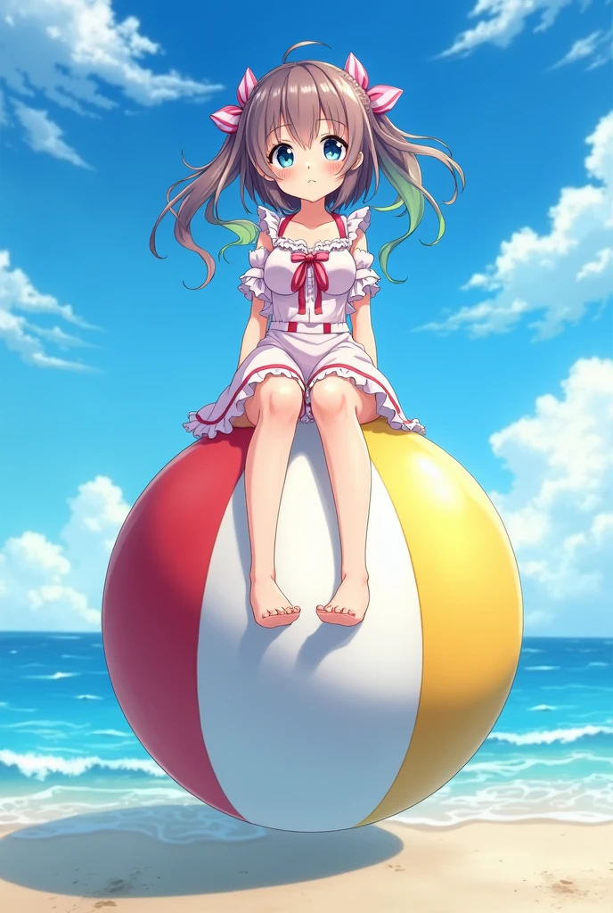 (Highly detailed CG Unity 8k wallpaper), (Best Quality), (Super Detail), (Best Illustration), (Best Shadow), POV, Realistic lighting and shading, Natural light, Lens flare effect, BREAK, 1 beautiful girl, Solo,(Cute:1.5),(Chibi:0.8), (kawaii:1.5),(Lori:0.5), BREAK, ((girl, Cute, Cheerful, Loli face, slightly bulging chest,(A dark-haired,a short bob,tareme:1.2), gleaming skin, Stuffed rabbit,BREAK,(Wet Casual Beachwear:1.2), (lightweight summer one-piece dress:1.2), (Black Bunny Years Hair Band:1.0), (flipflops:1.0), (star-shaped earring:1.1), (Lace headband:1.0), (Cute Accessories:1.3), (embarrassed,hiding the chest,red blush:1.1), (Guts Pose, Walking:1.3), (Beach background:1.3), (Holding a beach ball:1.1), BREAK,👨,